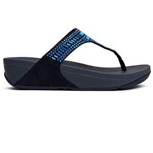 Fitflop Incastone Toe Post Sandals Midnight Navy Blue Micro-Mosaics Studs Size 8